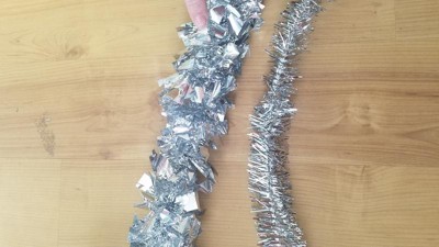 12' Unlit Shiny Holographic Silver Boa Christmas Tinsel Garland