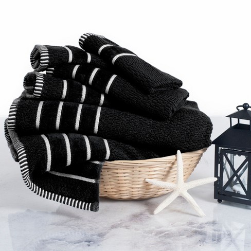 6pc Solid Bath Towels Set Black - Yorkshire Home : Target