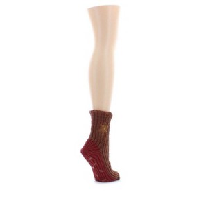 Memoi Women's Snowflake Block Chenille Non-Skid Slipper Sock - 1 of 2