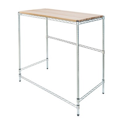 Shelving.com Chrome Wire Work Table with Hardwood Top