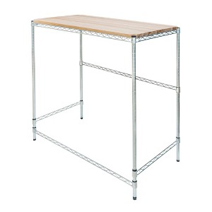 Shelving.com Chrome Wire Work Table with Hardwood Top - 1 of 4