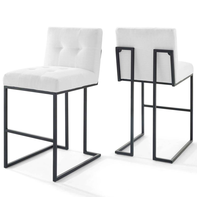 Set of 2 Privy Stainless Steel Upholstered Fabric Barstools Black/White - Modway, 2 of 6