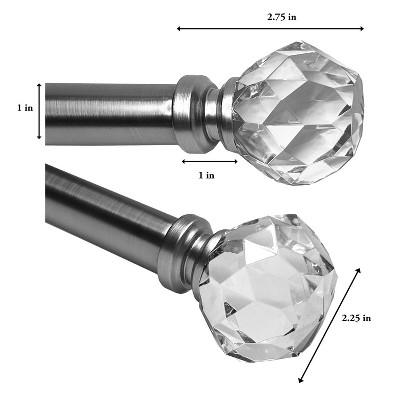 Versailles Esencial Facet Steel Heavy Duty Curtain Rod Set for Windows Brushed Nickel
