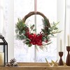 DOMETOUR 23.5 Inch Artificial Christmas Wreath, Poinsettia/Berry/Eucalyptus Wreath for Front Door Christmas Decor Indoor Outdoor - 2 of 4