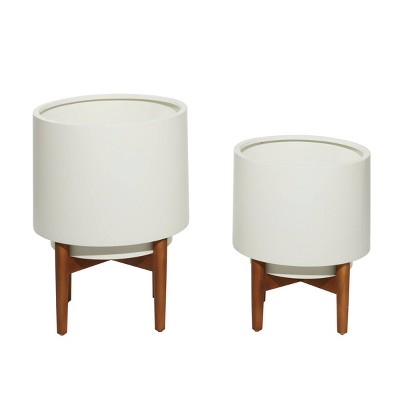 Set of 2 Metal Planters White - CosmoLiving by Cosmopolitan