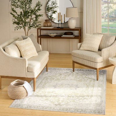 Nourison Vintage Washables Floral Persian Indoor Non-Slip Flatweave Rug