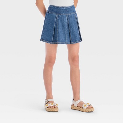 Girls' Drop-Waist Pleated Denim Skirt - art class™
