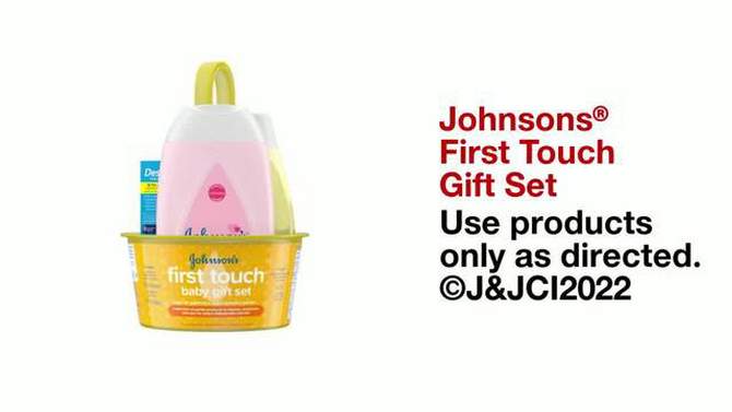 Johnson&#39;s First Touch Baby Gift Set Includes Baby Bath Wash &#38; Shampoo, Body Lotion, &#38; Diaper Rash Cream - 3ct, 2 of 8, play video