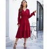 Coolmee Women's Bohemian Dress Casual Long Sleeve V Neck Dress Floral Flowy Maxi Dresses Tiered Cocktail Dress - 3 of 4