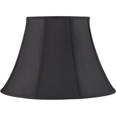 Black Faux Silk Large Softback Bell Lamp Shade 10" Top x 18" Bottom x 12" High (Spider) Replacement with Harp and Finial