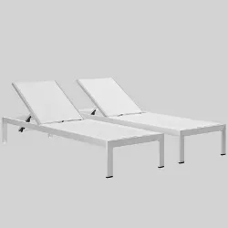 Shore 2ct Outdoor Patio Aluminum Chaise - White - Modway