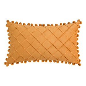 REGALWOVEN Geometry Velvet Couch Throw Pillow Covers with Pom-poms for Farmhouse Home Decor 1 Pc - 1 of 4