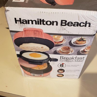 Hamilton Beach Breakfast Sandwich Maker with Egg Cooker Ring, Customize  Ingredients, Coral, 25483