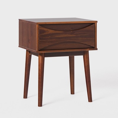 Mid-Century Modern Contoured 1 Drawer Nightstand - Saracina Home
