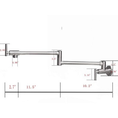 Brushed Nickel Wall-Mounted Double Handle Pot Filler Faucet