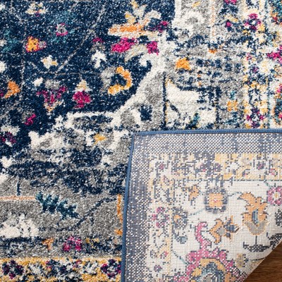 Navy and Grey Distressed Oriental Medallion 4' x 6' Area Rug