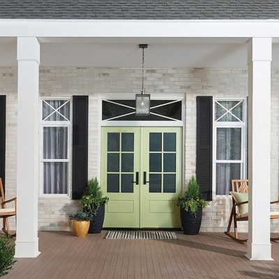 Lahden 9" Distressed Bronze Outdoor Pendant with Clear Glass