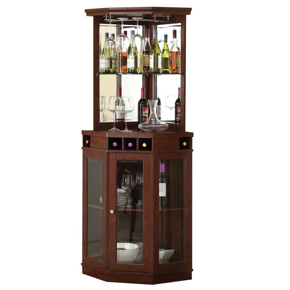 Photos - Display Cabinet / Bookcase Corner Bar Unit with Glass Doors Mahogany - Home Source