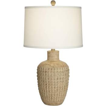 360 Lighting Delon 26 1/2" Tall Jar Farmhouse Rustic Country Cottage Table Lamp Brown Beige Terra Cotta Finish Single White Shade Living Room Bedroom