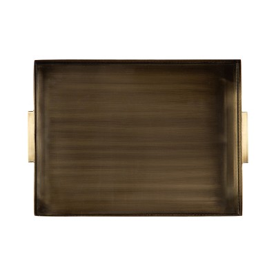 Samana Gold Hammered Metal Rectangular Tray with Minimalist Handles