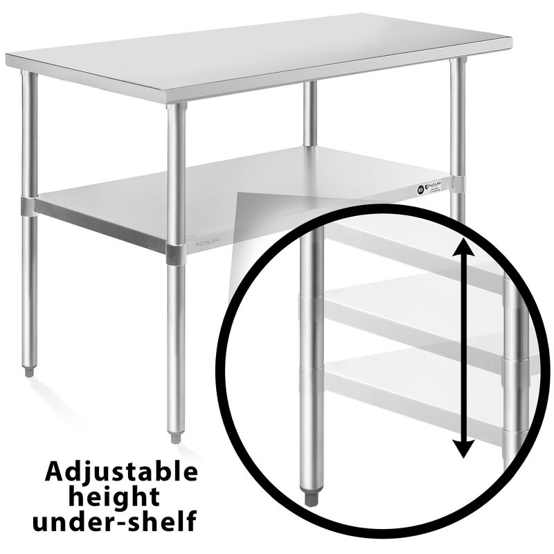 KUTLER Stainless Steel Table with Caster Wheels, NSF Heavy Duty Commercial Prep and Work Table with Undershelf for Restaurant, Hotel, Home, 4 of 8