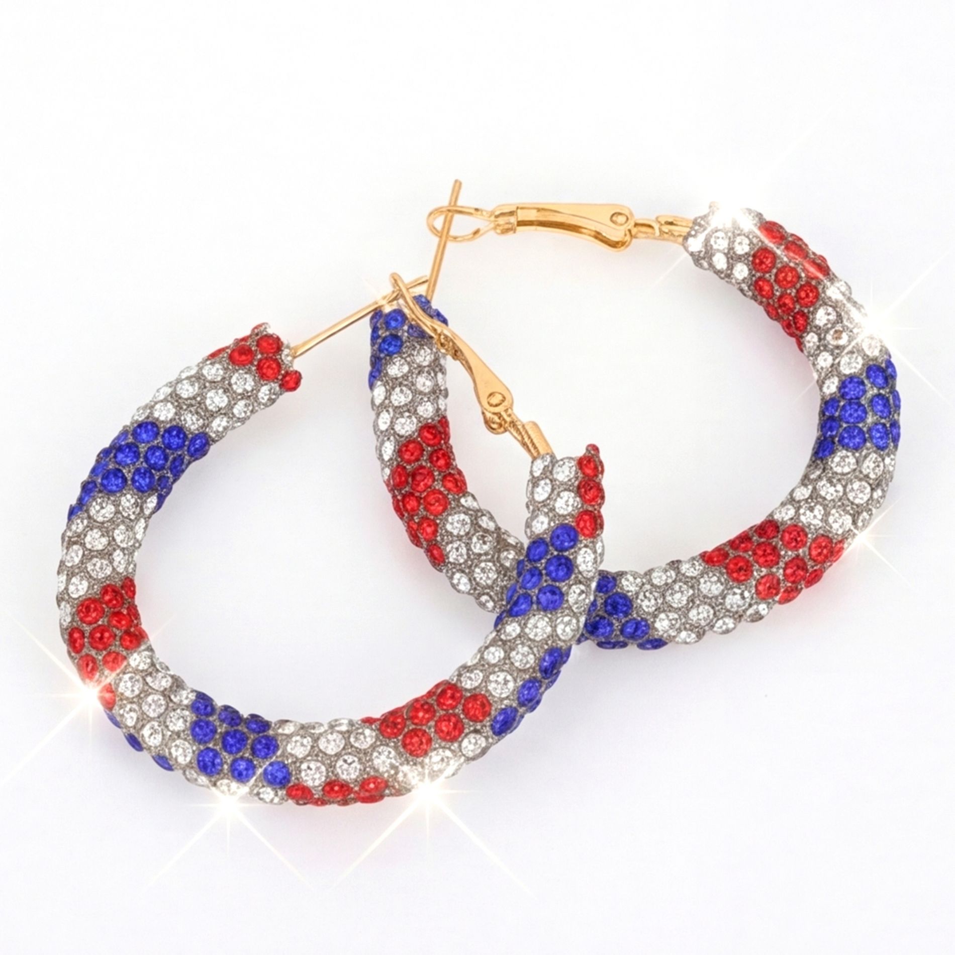 Unique Bargains Patriotic Hoop Earrings for 4th of July Independence Day