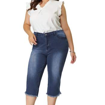 Women's Plus Size Capri Jeans Light Blue 16 - White Mark : Target