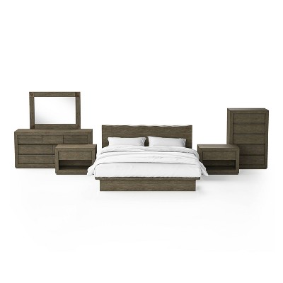 6pc Queen Deerpath Bedroom Set with 2 Nightstands Light Walnut - HOMES: Inside + Out