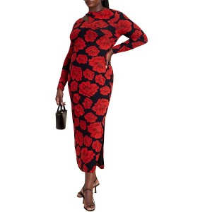 ELOQUII Women's Plus Size Shoulder Detail Mesh Dress - 1 of 3