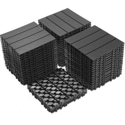 Syemin Carpet Tiles Patio Flooring Outdoor Waterproof All Weather Use for Garden Poolside Back Yard Plastic Interlocking Deck Tiles, Gray, 12"*12"*1"