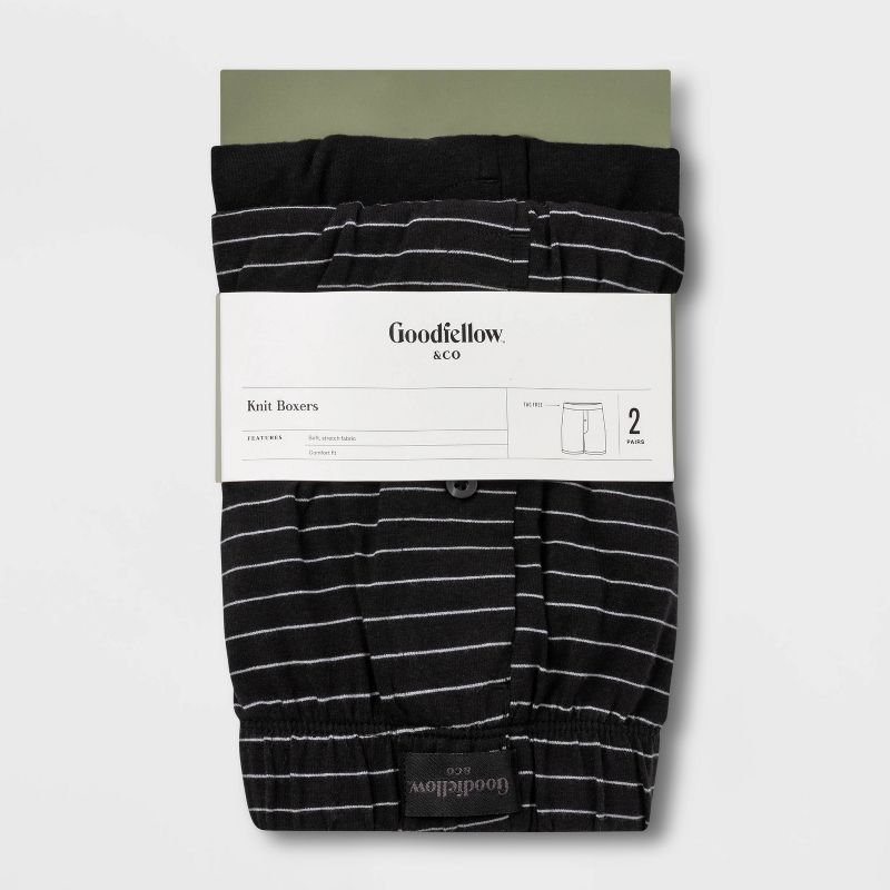 Men's Striped 2pk Knit Boxer - Goodfellow & Co™ Black, 2 of 4