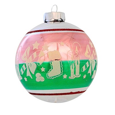 Christopher Radko 4.25 In Flocked Ball Ornament Shiny Brite Vintage Inspired Tree Ornaments