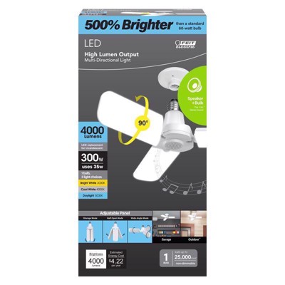 Feit Electric E26 E26 (Medium) LED Speaker Bulb Bright White 300 Watt Equivalence 1 pk