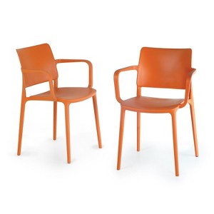 WRGHOME Garden Modern Outdoor/Indoor Plastic Resin Stacking Patio Dining Chairs (Set of 2) - 1 of 4