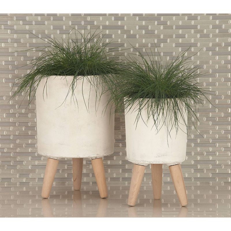 Set of 3 Planters with Wooden Legs - Olivia & May, 2 of 15