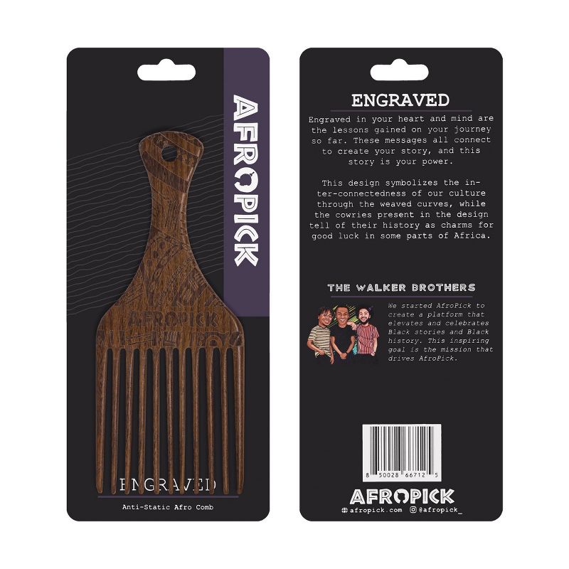 AFROPICK Hair Pick Engraved Hair Comb, 6 of 7