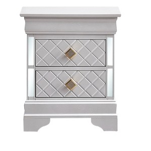Passion Furniture Veron Pearl White 2-Drawer 21 in. W NIghtstand - 1 of 4