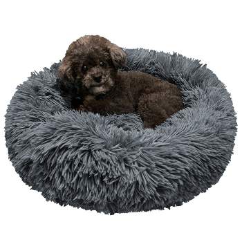 PetAmi Calming Dog Bed for Puppy Cat Kitten, Round Washable Pet Bed, Anti Anxiety Cuddler, Fluffy Plush Circular Donut Bed