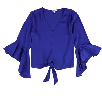 bar III Womens Tie-Front Knit Blouse