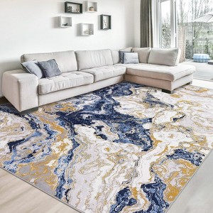 Abstract Marble Area Rug, Modern Low Pile Washable Rug, Soft Luxury Carpet for Living Room, Bedroom, Kitchen, and Dining Room - 1 of 4