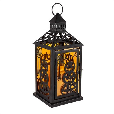 11.25 In Led Metal Lantern Stacked Pumpkin Aunted House Decorative Holiday Scene Props