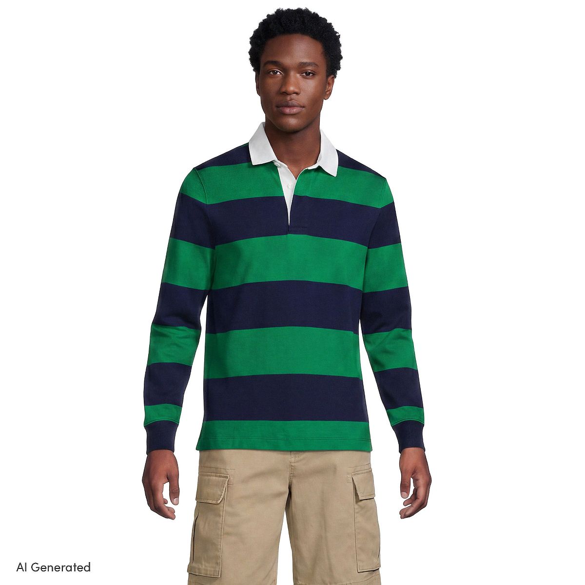 Lands' End Men's Long Sleeve Solid Rugby