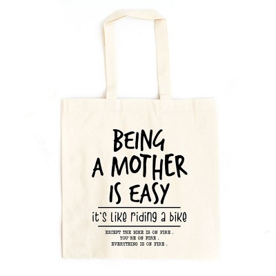 City Creek Prints Being A Mother Is Easy Canvas Tote Bag - 15x16 - Natural