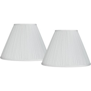 Springcrest Set of 2 Pleated Empire Lamp Shades White Medium 7" Top x 16" Bottom x 11.25" High Spider with Harp and Finial Fitting - 1 of 4