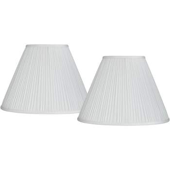 Springcrest Set of 2 Pleated Empire Lamp Shades White Medium 7" Top x 16" Bottom x 11.25" High Spider with Harp and Finial Fitting