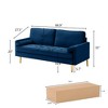 TiramisuBest 65" Velvet Sofa, Plush Upholstered Couch for Living Room or Bedroom (Grey) - 3 of 4