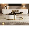 Okak Modern Coffee Table Set of 2 Nesting Tables, Round Side Table Fluted for Living Room, Accent Table with Storage Drawer - 3 of 4
