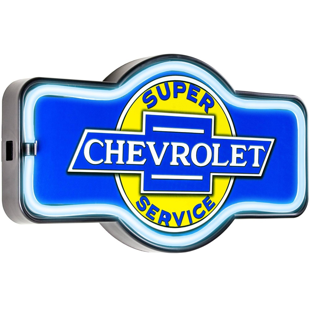 Photos - Floodlight / Street Light Officially Licensed Chevrolet LED Neon Light Sign Wall Decor Blue - American Art Decor: USB Powered, Modern Home Accessory