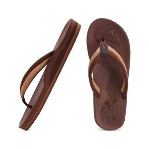 TIME HOLLOW Brown Lightweight Orthopedic Flip Flops - 1 of 3