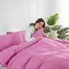 Light Pink Queen Duvet Cover Set, 3 Piece, Soft Double Brushed, 90x90 Inch Duvet with Pillow Shams - 3 of 4